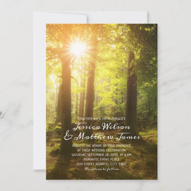 Rustic Forest Spring Tree Greenery Country Wedding Invitation (Front)