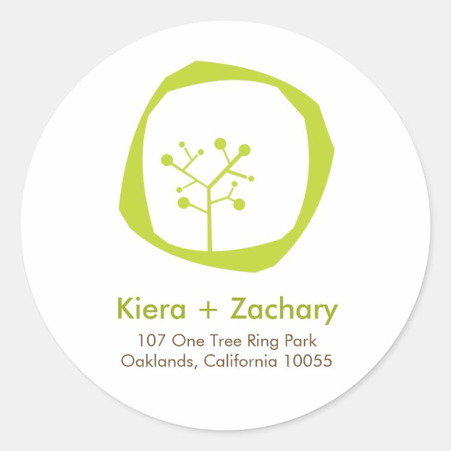 Rustic Forest Tree Rings Address Wedding Sticker (Front)