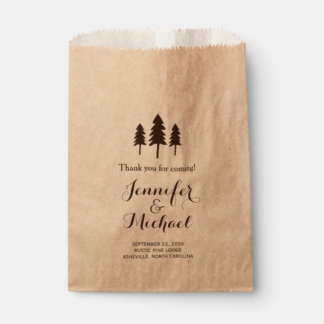 Rustic Forest Trees Wedding Thank You Candy Buffet Favour Bag (Front)