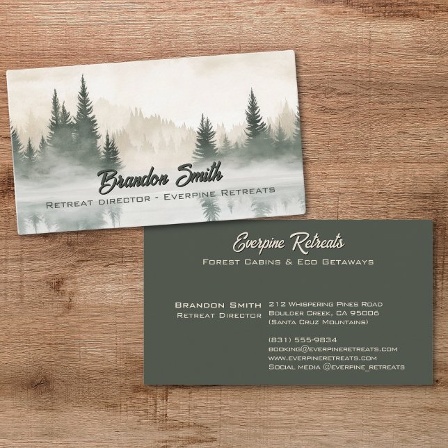 Rustic forest watercolor glamping host business card (Creator Uploaded)