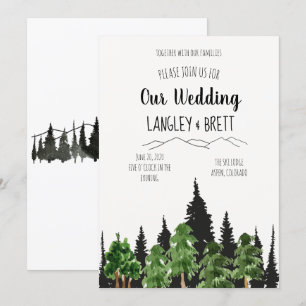 Rustic Forest Watercolor Wedding Invitation