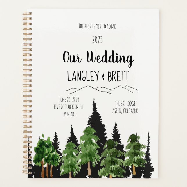 Rustic Forest Watercolor Wedding Planner (Front)