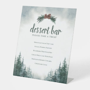 Rustic Forest Wedding Dessert Bar Pedestal Sign