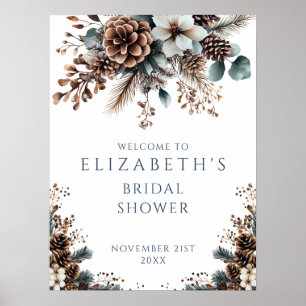 Rustic Forest Winter Bridal Shower Welcome Sign