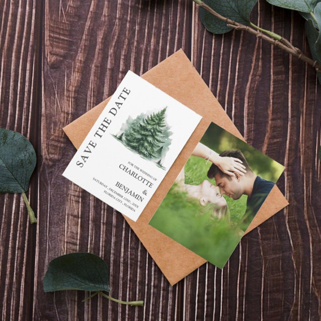 Rustic Forest Winter Wedding Photo Save The Date (Creator Uploaded)