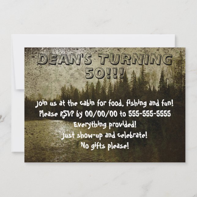 Rustic Forest with Lake Invitation (Front)