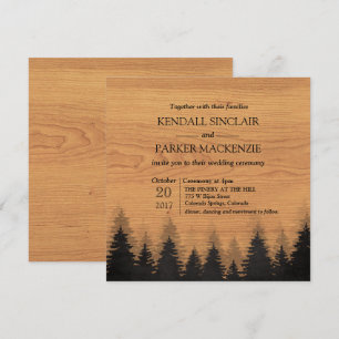 Rustic Forest Wood Wedding Invitation 5.25 x 5.25