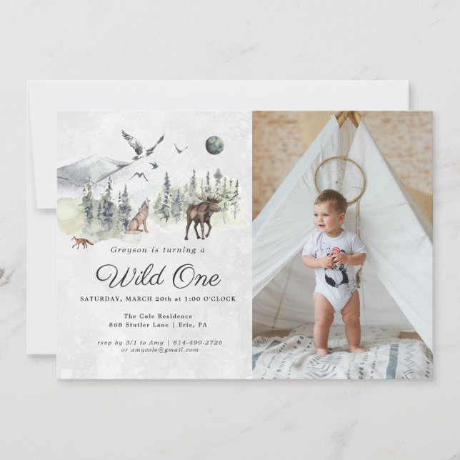 Rustic Forest Woodland Birthday Party Invitation (Front)