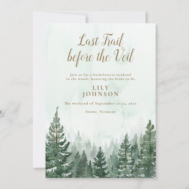 Rustic Forest Woodland Camp Bachelorette Weekend Invitation (Front)
