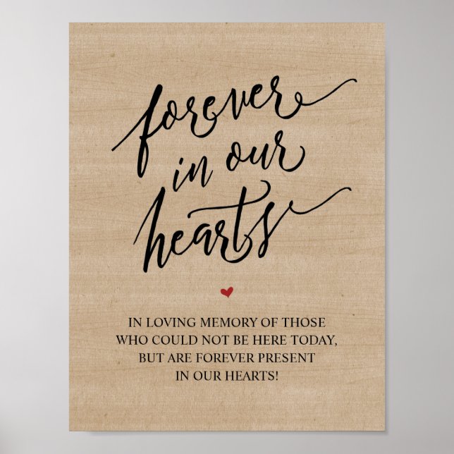 Rustic Forever In Our Hearts Memorial Sign (Front)