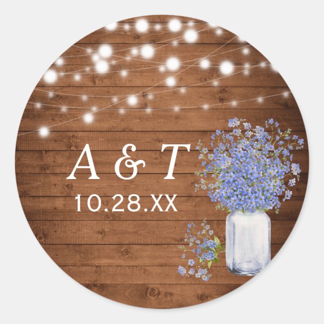 Rustic  Forget Not Me Lights  Classic Round Sticker (Front)