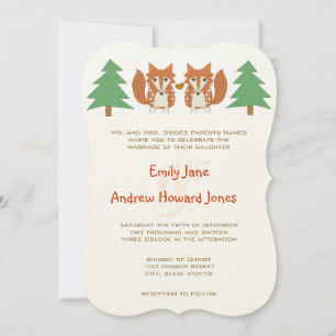 Rustic Fox and Pine Tree Wedding Invitation