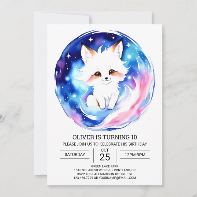 Rustic Fox Birthday Editable Invitation (Front)