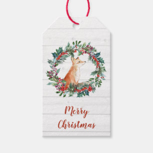 Rustic Fox Christmas Watercolor Gift Tags