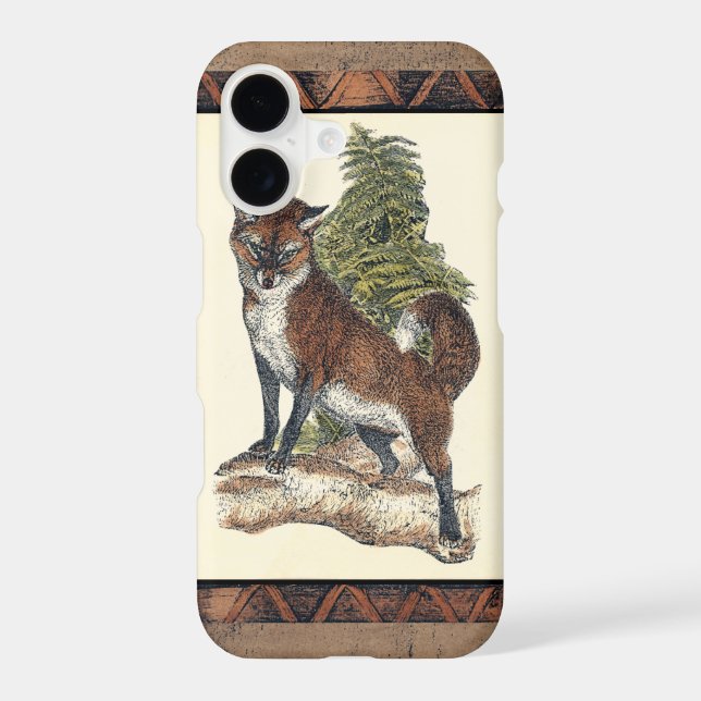 Rustic Fox Stepping on a Tree Trunk (Back)