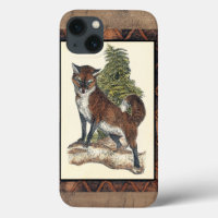 Rustic Fox Stepping on a Tree Trunk