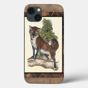 Rustic Fox Stepping on a Tree Trunk iPhone 13 Case
