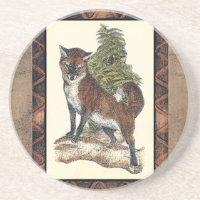 Rustic Fox Stepping on a Tree Trunk