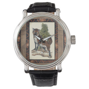 Rustic Fox Stepping on a Tree Trunk Watch