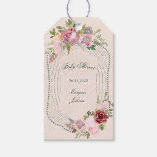 rustic frame floral baby shower monogram gift tags