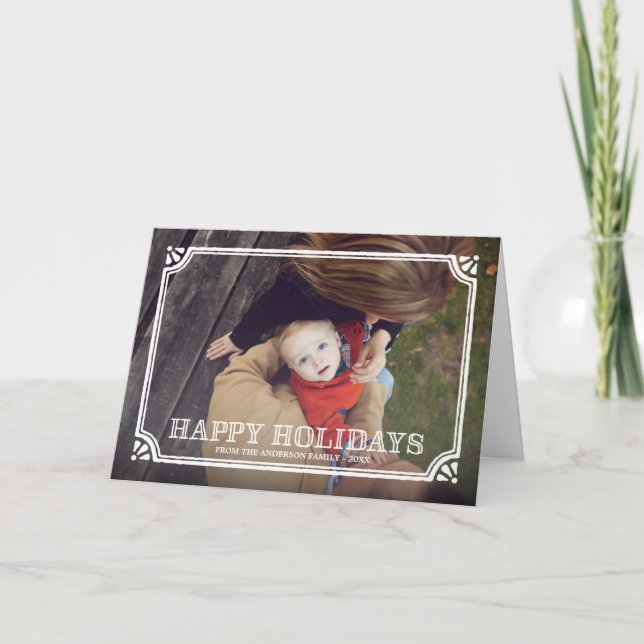 Rustic Frame | Folded Holiday Greeting Card (Front)