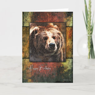 Rustic Framed Grizzly Birthday Card