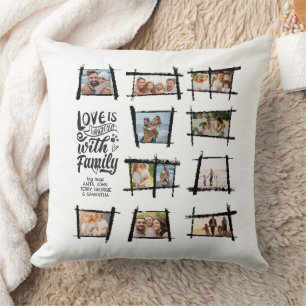 Rustic Frames Black/Wht Love Is Family ID1015 Throw Pillow