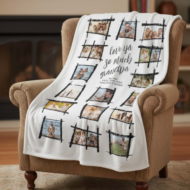 Rustic Frames Black/Wht Love Ya Grandpa ID1015 Fleece Blanket (Creator Uploaded)
