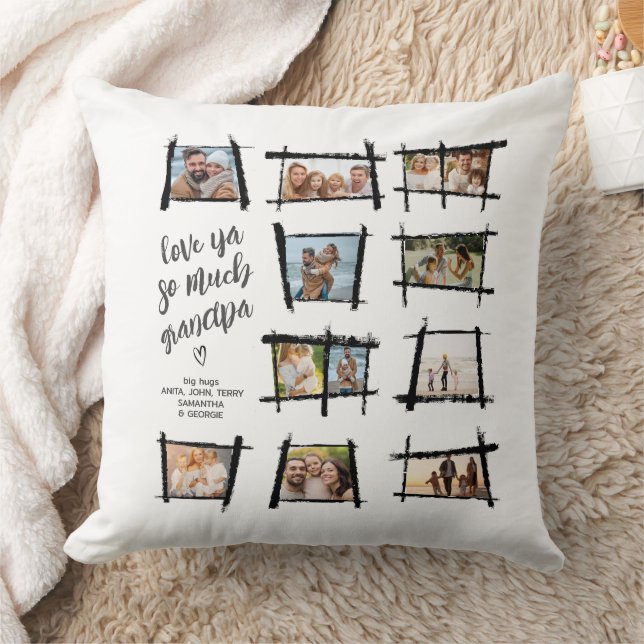 Rustic Frames Black/Wht Love Ya Grandpa ID1015 Throw Pillow (Blanket)