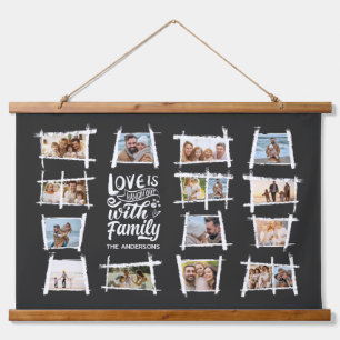 Rustic Frames White/Blk Love Is Family ID1015 Hanging Tapestry