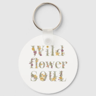 Rustic Free Spirit Botanical Typography Keychain