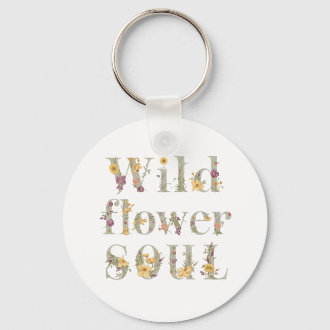 Rustic Free Spirit Botanical Typography Keychain (Front)