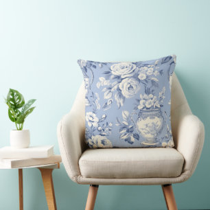 Rustic French Blue Elegance Throw Pillow