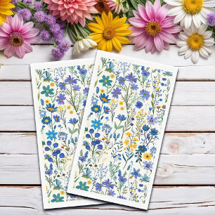 Rustic French Blue Garden Wildflowers Napkin