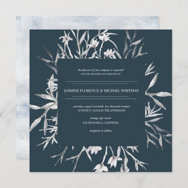 rustic french cottage botanics Wedding Invitation (Front/Back)