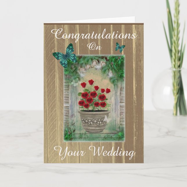 Rustic French Country Congratulations Wedding Card (Front)