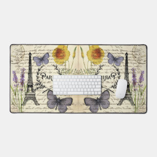 rustic french country scripts paris eiffel tower desk mat