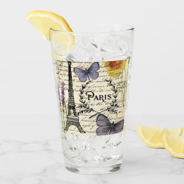 rustic french country scripts paris eiffel tower glass (Front Ice)