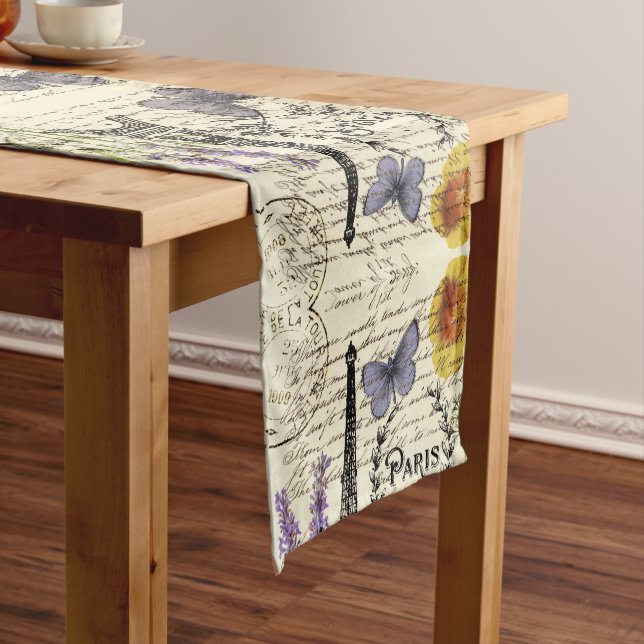 rustic french country scripts paris eiffel tower medium table runner (In Situ)