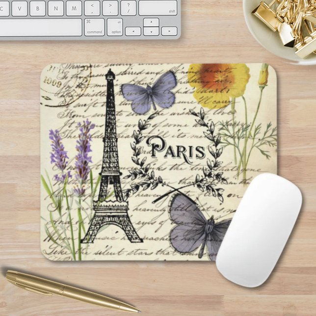 rustic french country scripts paris eiffel tower mouse pad (rustic french country scripts paris eiffel tower mouse pad)