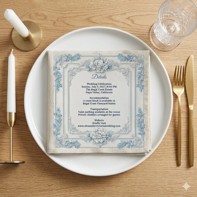 Rustic French Country Shabby Chic Decor White Blue Napkin (Rustic French Country Shabby Chic Decor White Blue Napkins)