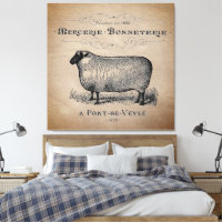 Rustic French Country Sheep Typography Farmhouse 