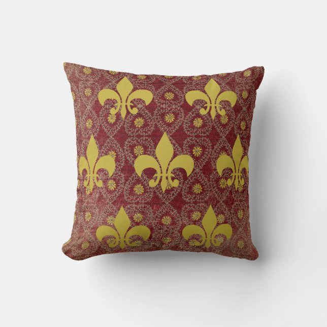 Rustic French country style with fleur de lis Throw Pillow (Front)