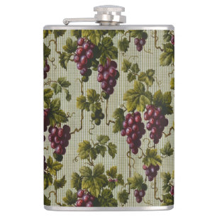 Rustic French Country Vineyard Grapevine Art Hip Flask