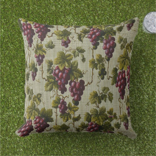 Rustic French Country Vineyard Grapevine Art Outdoor Pillow