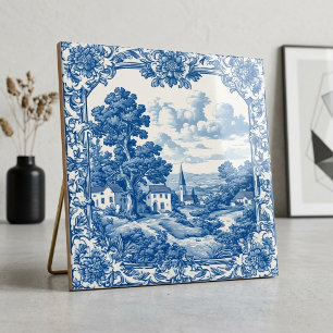 Rustic French Farmhouse Blue Countryside Pastoral  Tile