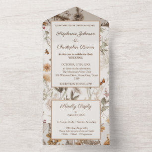 Rustic French style All in One Wedding Invite