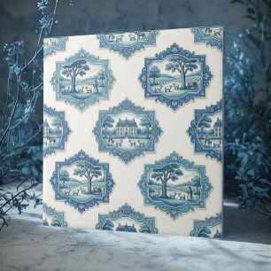 Rustic French Toile De Jouy Vintage Pastoral Blue Tile