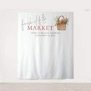 Rustic Fresh off the Market Bridal Shower Backdrop Tapestry