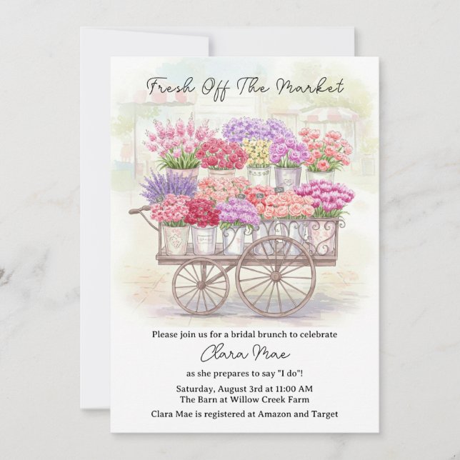 Rustic Fresh Off The Market Bridal Shower  Invitation (Front)